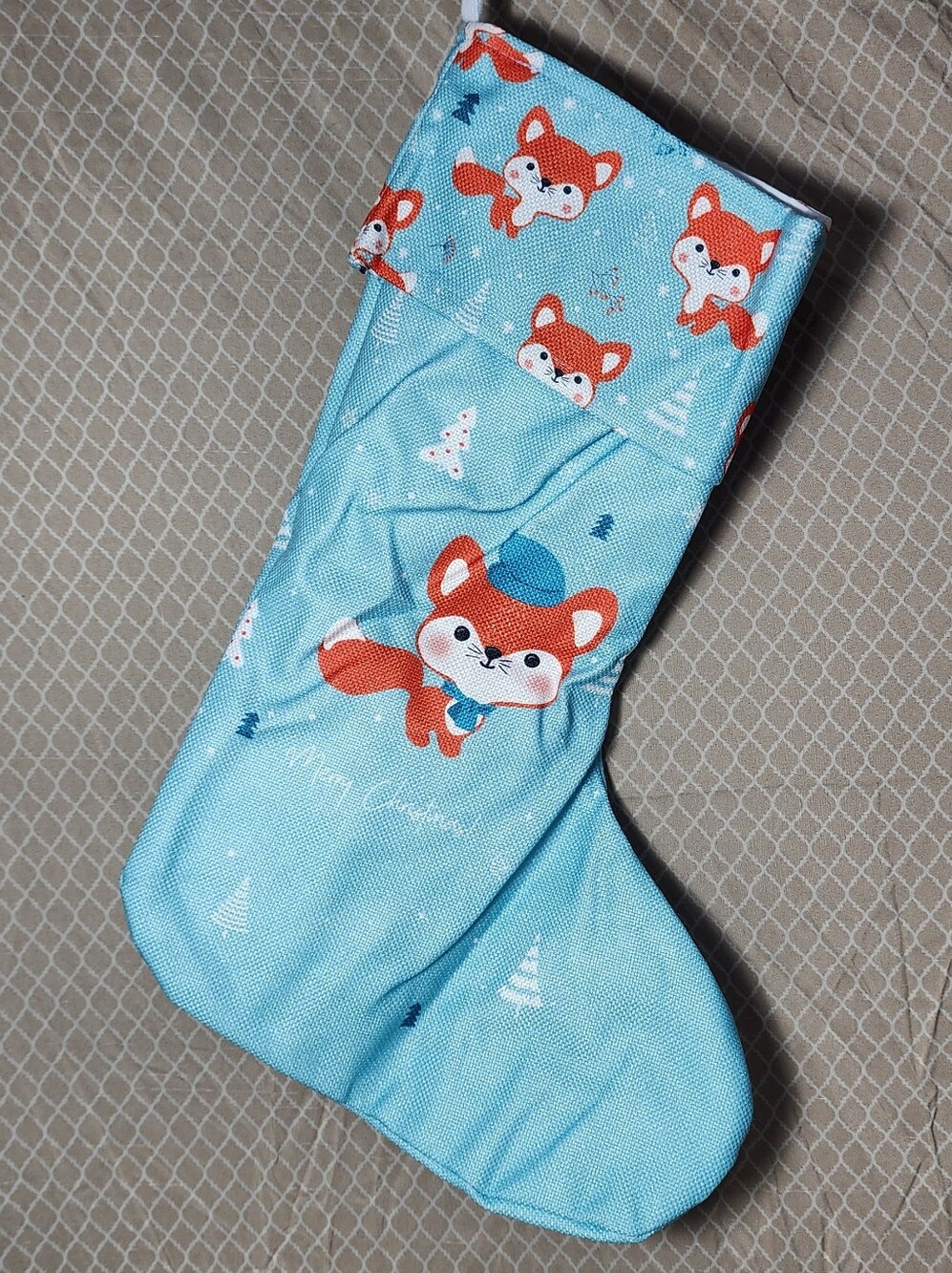 NWT Merry Christmas Fox in Snow Candy Socks Stocking Bag Holder